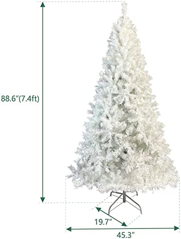 עץ חג המולד הלאומי 7.4ft עם 3x5 ft 210d פוליאסטר דגל אמריקאי, אשוחית עם צירים לבנים עץ חג המולד מלא עם