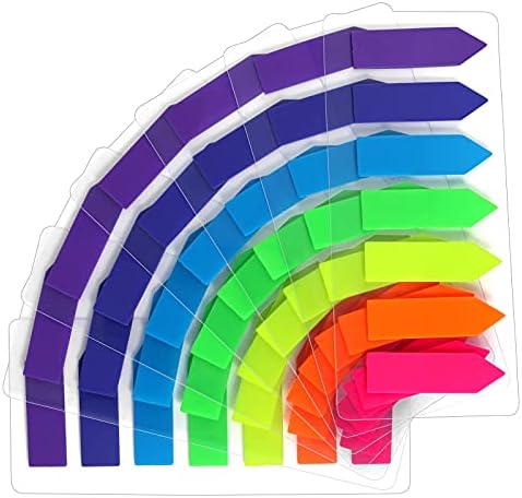 מוינקרין 980 יחידות דביק הערות דגלים, 7 צבע מדד כרטיסיות מדד דגל צבעים בהירים דף מדד מדבקות שקוף דף מקבלי