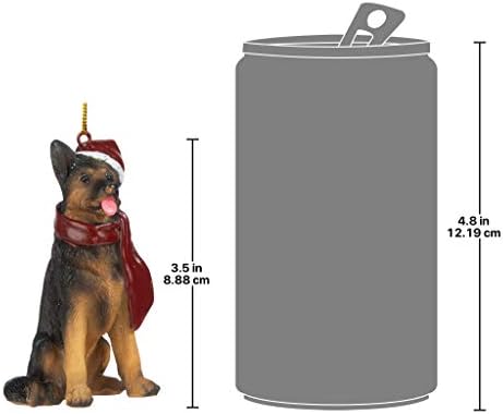 עיצוב טוסקנו גרמני רועה חג כלב עץ חג המולד קישוט קישוטי חג המולד, 3 אינץ ', צבע מלא