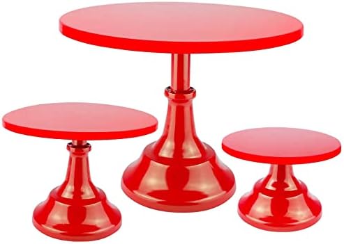 3 יחידות אדום עוגת עומד סט מתכת הקאפקייקס הכן שולחן קינוח דוכן תצוגת עם גבוה בסיס קישוט להגשת מגש עבור תינוק