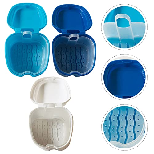 3 יחידותתיבות מזויף נסיעות, שיניים אחסון מחזיק מגוון מקרה ביתי צבע לספוג שיניים תותבות עבור שריה מקרי כוסות