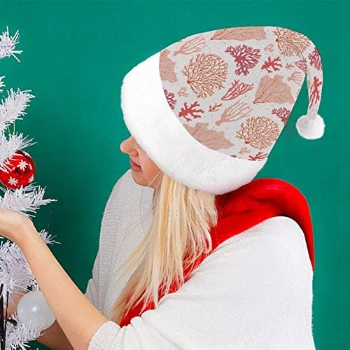 חג המולד סנטה כובע, אלמוגים עיצוב חג המולד חג כובע למבוגרים, יוניסקס נוחות חג המולד כובעי לשנה חדשה חגיגי