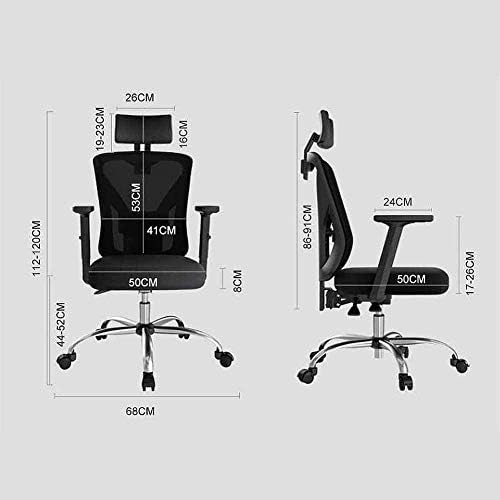 כיסא מחשב כיסא משרדי עם משענת יד 3 ד ' ומשענת ראש מתכווננת, ארגונומי תמיכה מותנית מעוקלת