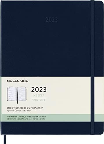 Moleskine Classic 12 חודשים 2023 מתכנן שבועי, כיסוי קשה, XL, כחול ספיר