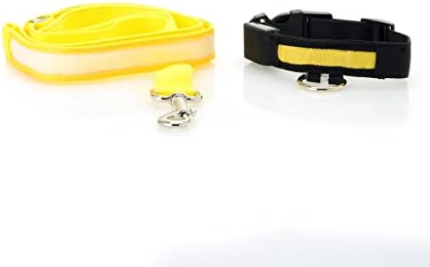 רצועת חיית מחמד בטיחותית LED וצווארון כלבים צהוב גדול