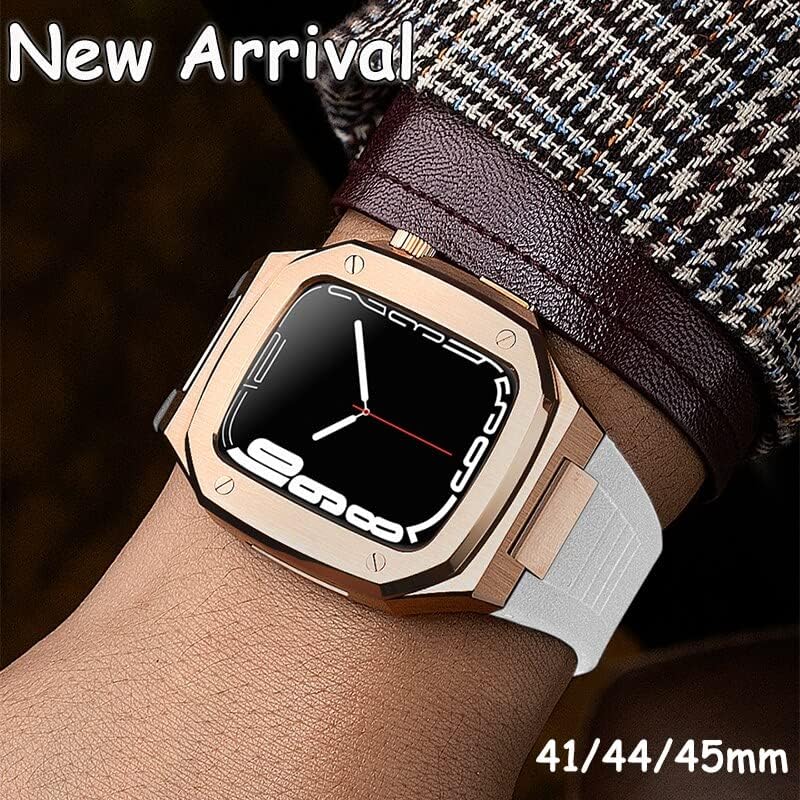 רצועת גומי CNHKAU ללהקת Apple Watch 6 SE 5 4 44 ממ ערכת שינוי יוקרה עבור IWatch 8 7 41 ממ 45 ממ אצילית