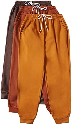 Gorglitter נשים פלוס גודל 3 חלקים מגרש מכנסי טרנינג מותניים אלסטיים מכנסי אימון מוצקים