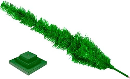 טינסל ירוק מטאלי עץ חג המולד ירוק מתכת ירוקה מברשת מלאכותית מעמד תא מטען כלול