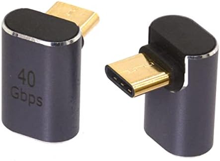 זהב 90 מעלות USB C זכר לנקבה מתאם תמיכה בתצוגת וידאו 8K, 40 GBPS 100W העברת נתונים ו- PD מהיר