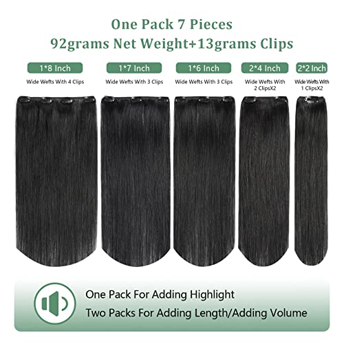 קליפ בתוספות שיער אמיתי שיער טבעי 12 אינץ סילון שחור שיער הרחבות 105 גרם ישר שיער טבעי קליפ בתוספות לנשים