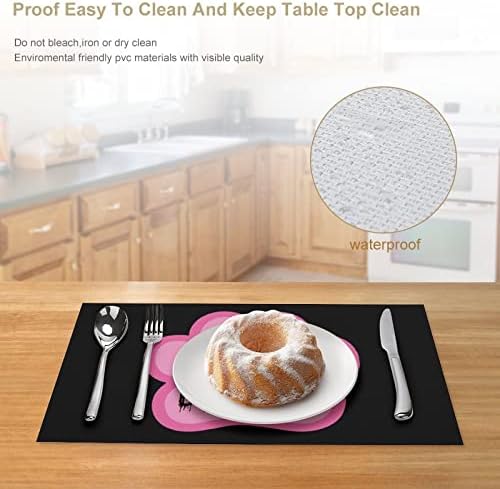 MOM Dog Pawprints שולחן ארוחת ערב מפלסטיק מחצלת 17.7 x 11.8 מלבן כיסוי כרית שולחן PVC מלבן