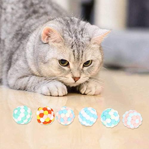 6 יחידות צבעוני לחיות מחמד חתול רך בפלאש כדור קול צעצוע אינטראקטיבי אימון חתול טיזר צעצוע קל לשימוש