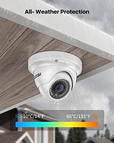 ZOSI 8CH 5MP POE מערכת מצלמות אבטחה ביתית חיצונית עם כונן קשיח 1TB, H.265+ 5MP CCTV NVR, 6 יחידות