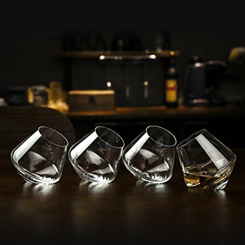 כוסות ויסקי קריסטל מוטה מיג ' יפט סט של 4 כוסות, ויסקי מיושן & מגבר; זכוכית בורבון, כולל קופסא מתנה
