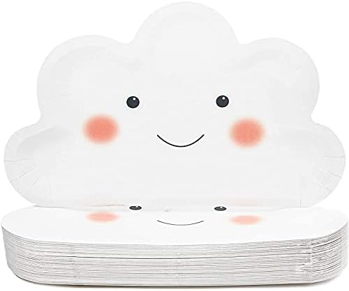 צלחות מסיבת ענן של Sparkle ו- Bash למקלחת לתינוקות או למסיבת יום הולדת