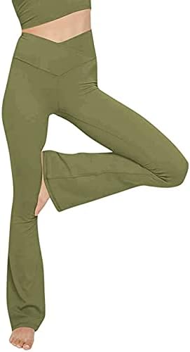 מכנסי יוגה מגוונים לנשים, חותלות מתלקחות לנשים קרוסאובר מותניים גבוהים ללא חותלות אימון רכות רכות