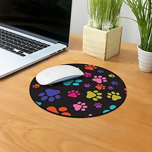 Mousepad עגול ללא החלקה, כרית עכבר של כלבים רב-צבעוניים של Fincibo עבור שולחן העבודה של הבית, המשרד והמשחקים
