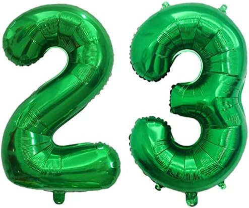 40 אינץ 'גדול ירוק כהה 23 מספרים בלונים ענקיים הליום נייר כסף גדול 23 בלון דיגיטלי לילדה וילד 23 קישוטי מסיבת