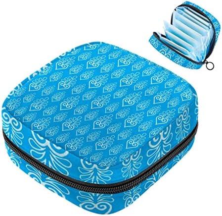שקית אחסון מפיות סניטרית, שקית כרית הווסת ספינות תחתונים מחזיק טמפון מוצר נשי עם רוכסן לנשים נערות לנשים, כחול