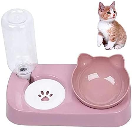 קערת חתול עם מתקן מים אוטומטי