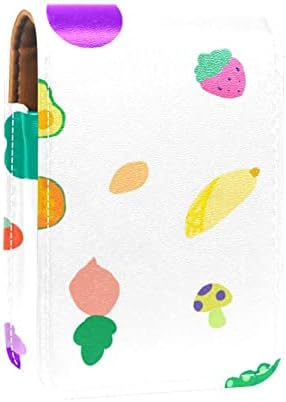 אוריואקאן שפתון מקרה עם מראה חמוד נייד איפור תיק קוסמטי פאוץ, קריקטורה ירקות פטריות צנוניות עגבניות