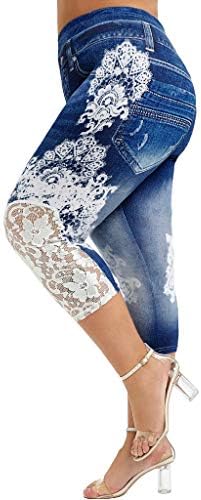 חותלות תחרה של Meymia לנשים בקרת בטן מותניים גבוהה בקאפרי חותלות קצוצות בתוספת מכנסי יוגה בגודל גודל של