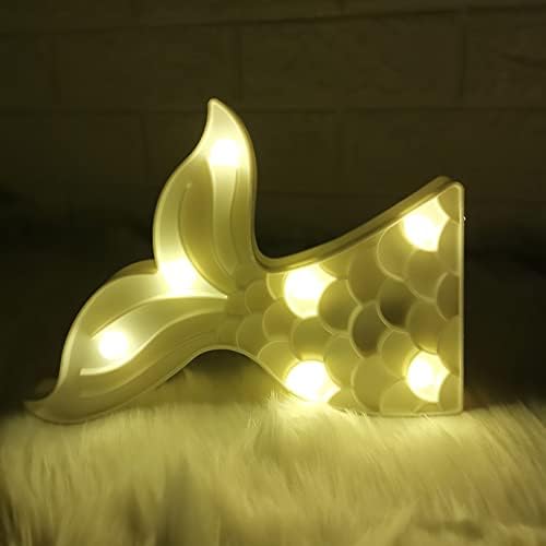 Myaou Fishtail דוגמנות אור LED LED מנורת סוללה קישוט בית למסיבת יום הולדת לחג המולד - 28x14x2 סמ