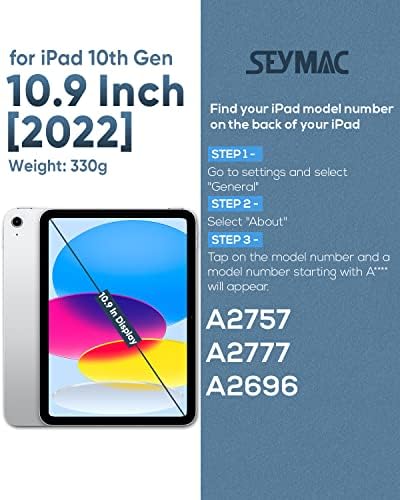 מארז הדור העשירי של Seymac ipad 10.9 אינץ '2022, מקרה מגן חסין הלם עם מעמד מסתובב 360 מעלות, רצועת