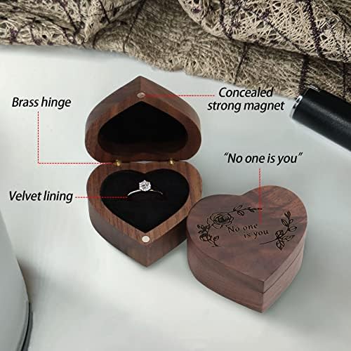 תיבת טבעת אירוסין, לב נושא טבעת תיבת עבור שתי טבעות, קטן עלה עץ טבעת תיבת להצעה / חתונה/טקס/יום הולדת/מתנה,