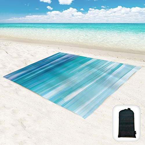 שמיכת חוף הוכחת חול של Hiwoss בגודל 95 x 80, מחצלת חוף ללא מים ללא מים עם כיסים פינתיים, תיק רשת נייד