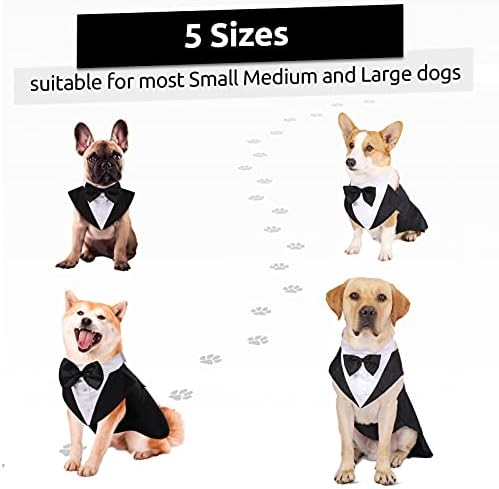 Aofitee Tuxedo Tuxedo חליפת כלבים רשמית ותפאורת בנדנה, חליפת מסיבת חתונה כלבים עדינה
