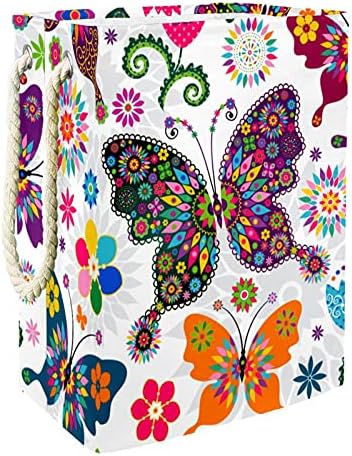 דפוס פרחים צבעוני דפוס כביסה סלסול כביסה מתקפל מארגן מלבני למבוגרים יוניסקס, נערות נוער, בנים, פחי