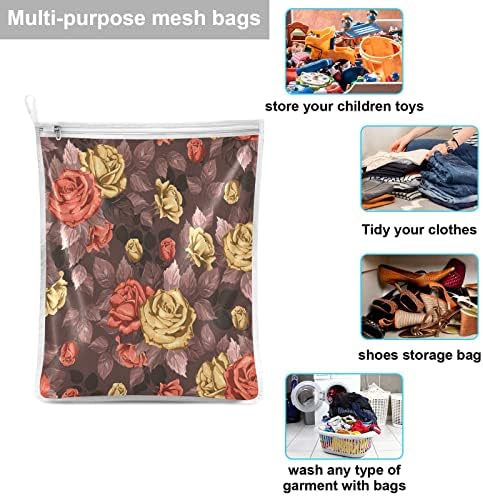 אמנות רטרו פרח רשת כביסה שקיות עבור מכונת לשטוף גדול בגדי כביסה נסיעות ארגונית רשת לשטוף תיק עבור