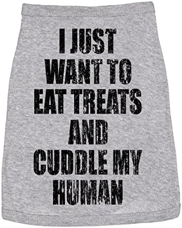 חולצת כלבים אני רק רוצה לאכול פינוקים ולהתמודד עם בגדי האדם לחיות המחמד של הת'ר אפור