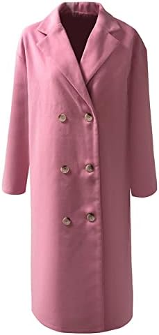 מעילי חורף של Ndvyxx מעילי חורף ארוכים חמים צמר מעילים ארוכים מעילי חורף לנשים צווארון צווארון שרוול ארוך.