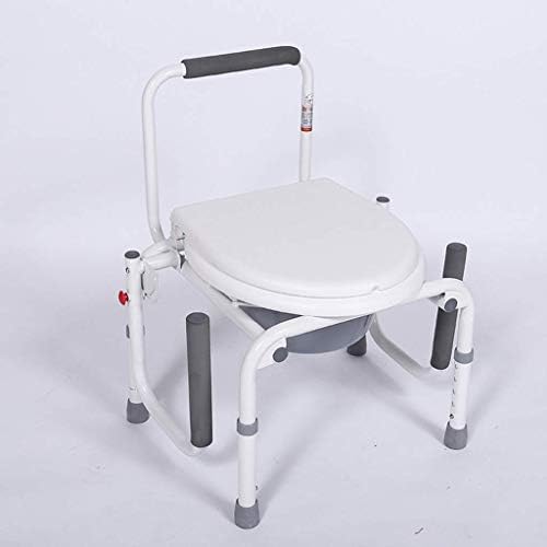 כיסא מקלחת אסלת אמבטיה כיסא גלגלים נייד מקלחת כיסא שידה ליד המיטה עם אסלה מתכוונן לגובה עם משענת גב ומשענות יד