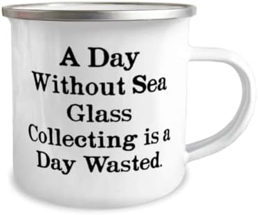 זכוכית ים לשימוש חוזר באיסוף ספל קמפר 12oz, יום ללא איסוף זכוכית ים היא מתנות ייחודיות לחברים,