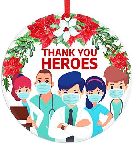 פטסי תודה לך גיבורי חג המולד קישוטי 2020 פנים מסכת הסגר חג המולד עץ קישוטי קישוטי עבור רופאים אחיות