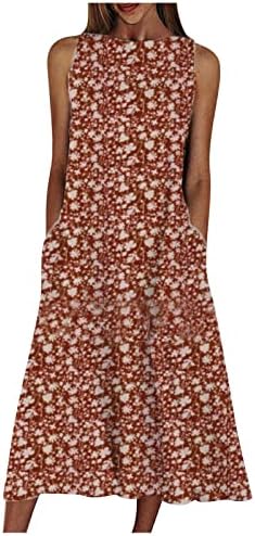 Ruziyoog שמלה אמריקאית ללא שרוולים לנשים קיץ 4 ביולי מככבים פסים שמלת טנק גרפי שמלת מקסי רופפת שמלה רופפת