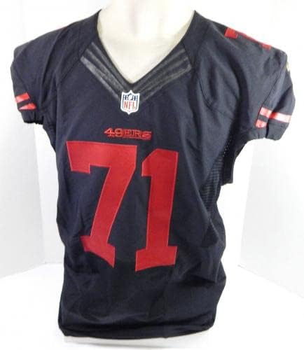 סן פרנסיסקו 49ers אריק אגס 71 משחק הונפקה בצבע גופיות שחור RUSH 8 - משחק NFL לא חתום בשימוש בגופיות