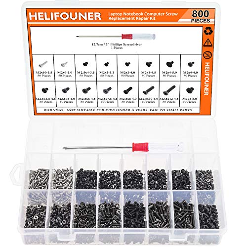 Helifouner 800 חתיכות מחשב נייד מחשב נייד ערכת תיקון החלפת בורג מחשב, ברגי תיקון אלקטרוניים עבור SSD,