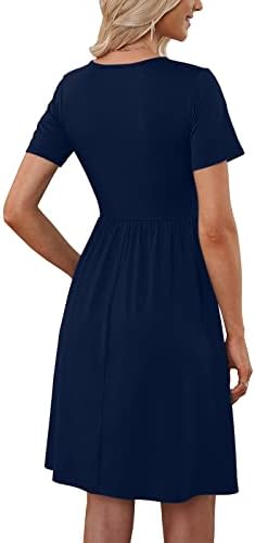 שמלות קיץ לנשים 2023 שמלת חולצת טי מזדמן עם צווארון שרוול קצר מותן גבוה פרע כפתור למטה שמלה עם כיסים