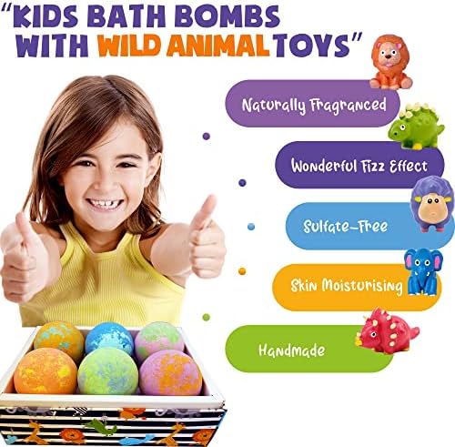 פצצות אמבטיה לילדים עם צעצועים בפנים - אמבטיה אורגנית אמבטיה עם צעצועים של חיות ג'ונגל. כדורי אמבטיה ספא
