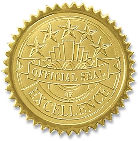 חותם רשמי ישיר של מצוינות חותמות תעודת זהב מובלטות, 102 מארז