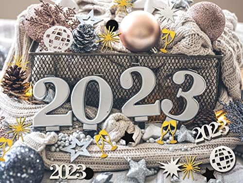 Ahzemepinyo 200 חלקים שמחה מסיבת שנה טובה קונפטי שנה חדשה 2022 EVE חג קונפטי זהב כסף שחור 2023 שולחן