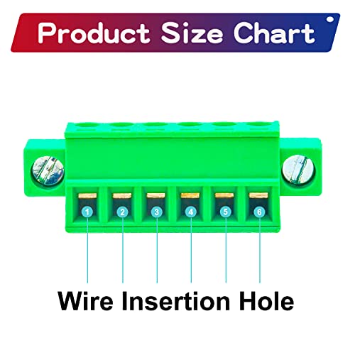 5 יחידות 3.81 ממ 6 פין פניקס סוג מחבר ירוק מעגל בורג תקע מסוף בלוק 6 מוט עם בורג אוגנים