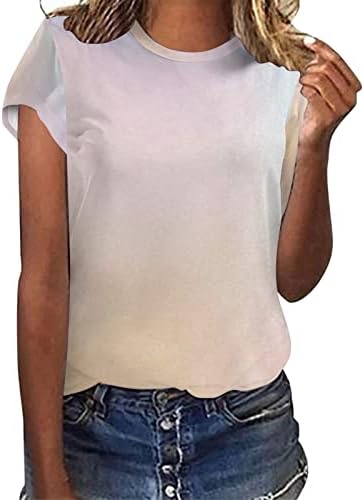 ארוך שרוול רגיל חולצה נשים נשים מקרית עניבה לצבוע שיפוע הדפסה קצר שרוולים צוות צוואר רופף חולצת טי חולצה
