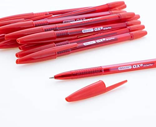 עט דיו ג'ל שמן בזק, צבע אדום GX-8, כתיבה חלקה של 1.0 ממ בינונית, לבית ספר משרדי, 1 חבילה
