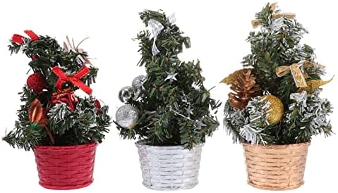 המוטון 3 יחידים עץ חג מולד קטן, עץ חג המולד מיניאטורה, עץ חג המולד מלאכותי, עץ חג המולד של השולחן, קישוטים לשולחן