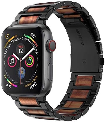 Iiteeology תואם לפס שעון Apple 41 ממ 40 ממ 38 ממ, טבעי עץ נירוסטה רצועת צמיד לקישור Apple Watch Se Series 8 7 6
